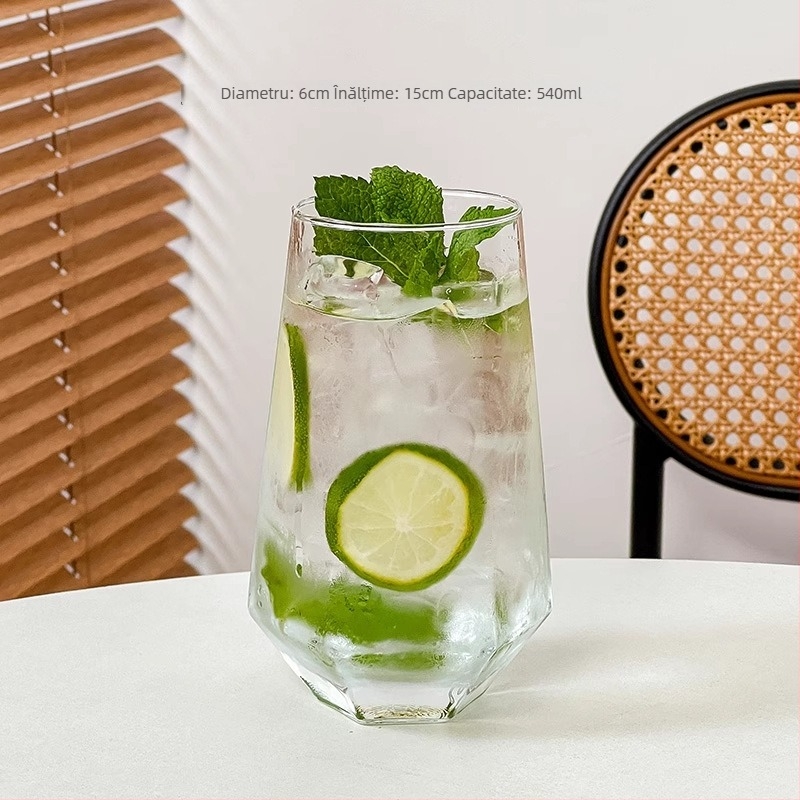 Pahar de cocktail, stil hurricane, din sticlă, simplitate modernă, personalizare disponibilă și imprimare logo