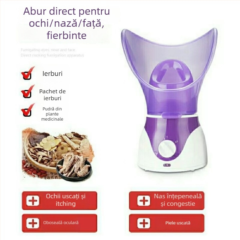 Dispozitiv cu trei funcții pentru față și ochi, abur cald și fumigație; timp ceață 31–60 s; a doua treaptă; carcasă cu acoperire prin pulverizare.