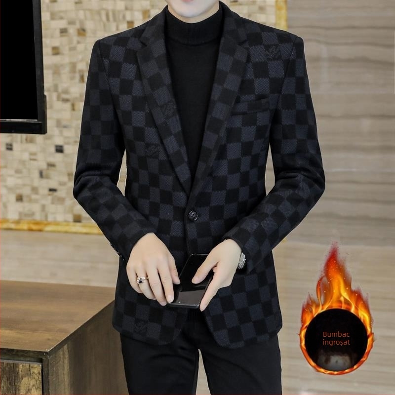 Sacou de iarnă pentru bărbați, Corduroy, Slim-Fit, cu nasturi pe un rând, Notched Lapel, casual blazer