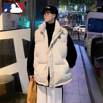 Vestă de iarnă pentru bărbați cu glugă și guler înalt, quiltată cu dungi, exterior corduroy, material principal: blană de iepure