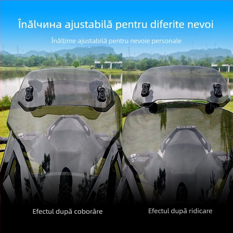 Parbriz motociclet Jin qilong – parbriz mic înălțit, anti vânt, compatibil universal cu Honda, BMW, Kawasaki, Yamaha, model X