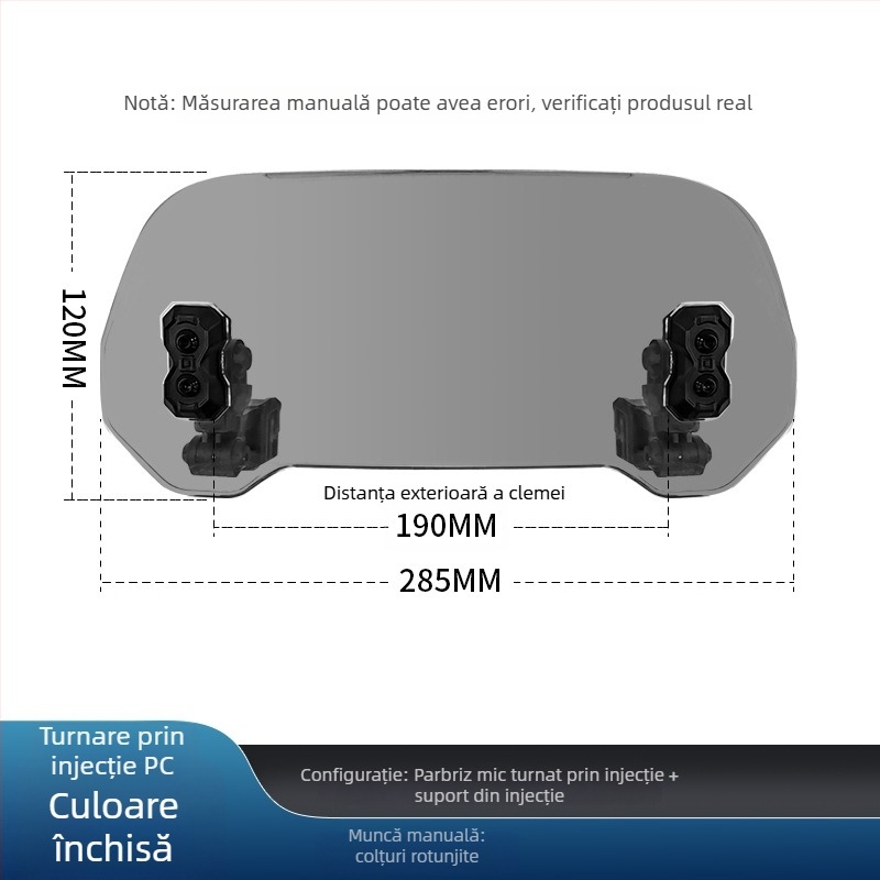 Parbriz motociclet Jin qilong – parbriz mic înălțit, anti vânt, compatibil universal cu Honda, BMW, Kawasaki, Yamaha, model X