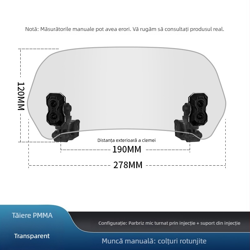 Parbriz motociclet Jin qilong – parbriz mic înălțit, anti vânt, compatibil universal cu Honda, BMW, Kawasaki, Yamaha, model X
