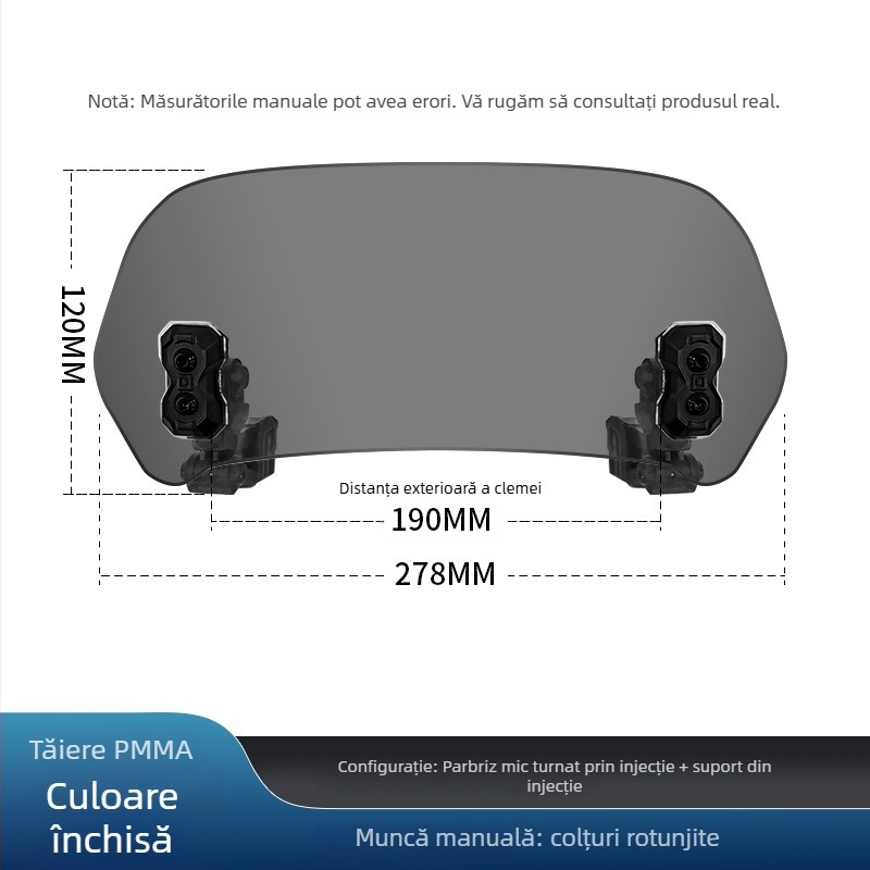 Parbriz motociclet Jin qilong – parbriz mic înălțit, anti vânt, compatibil universal cu Honda, BMW, Kawasaki, Yamaha, model X