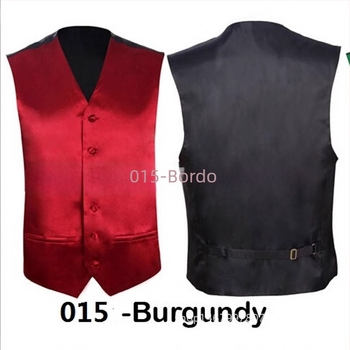 Vesta bărbați Slim Fit din poliester, croială simplă, fără guler, culoare solidă, fără căptușeală, potrivită pentru banchet