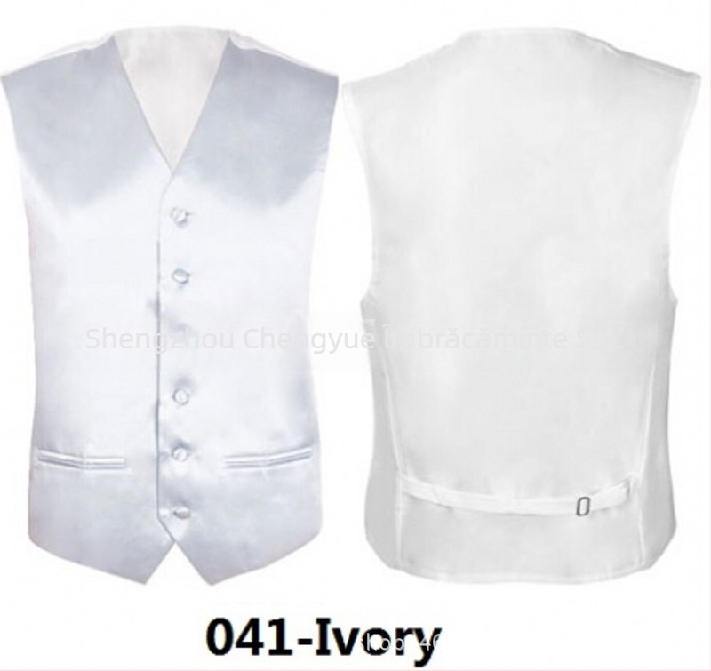 Vesta bărbați Slim Fit din poliester, croială simplă, fără guler, culoare solidă, fără căptușeală, potrivită pentru banchet