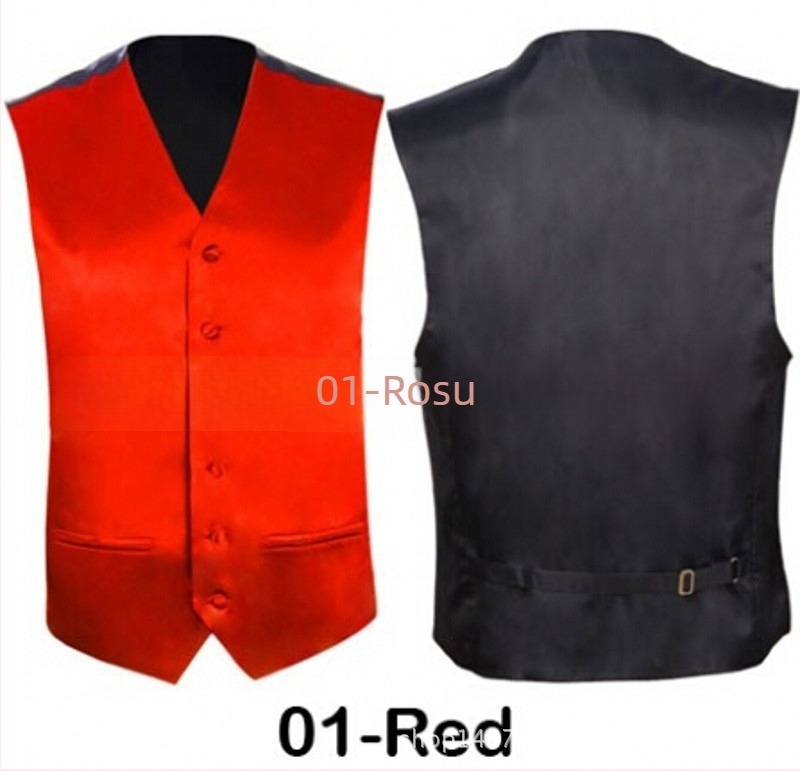 Vesta bărbați Slim Fit din poliester, croială simplă, fără guler, culoare solidă, fără căptușeală, potrivită pentru banchet