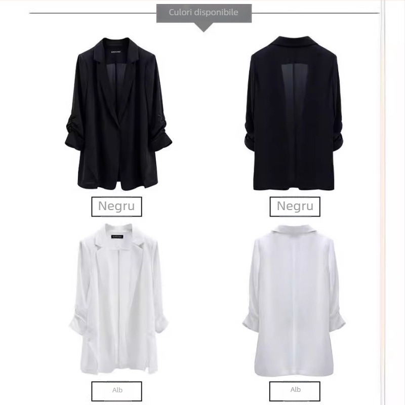 Jachetă de vară pentru femei plus size, protecție solară, croială lejeră, mâneci 3/4 în formă de petală; material: fibră acrilică; compoziție principală: fibră de celuloză regenerată