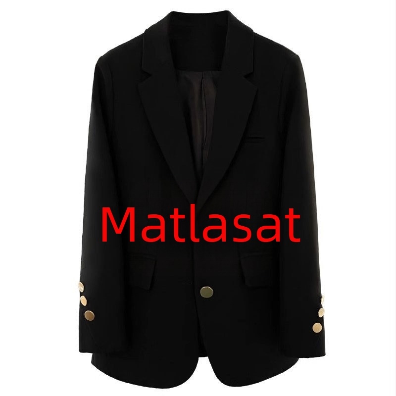 Sacou de damă din poliester, stil elegant pentru birou, croială lejeră, închidere cu două nasturi, lungime medie