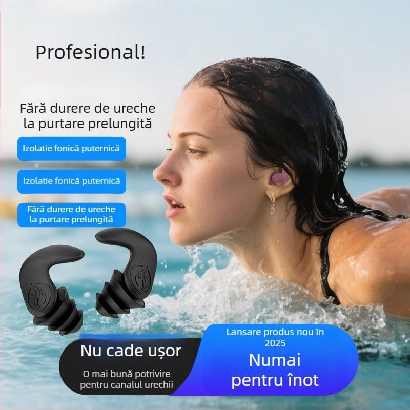 Dopuri de urechi din silicon, impermeabile, pentru înot și baie, în urechi, certificate CE, reducere zgomot 80%