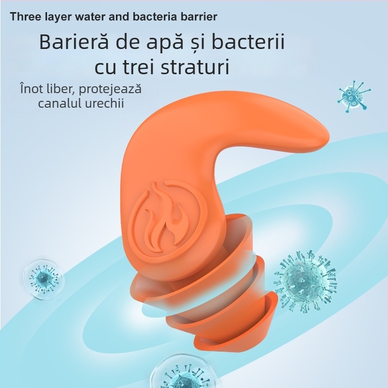 Dopuri de urechi din silicon, impermeabile, pentru înot și baie, în urechi, certificate CE, reducere zgomot 80%