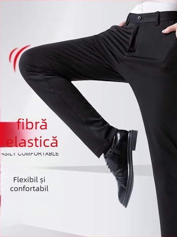Pantaloni bărbați, stil domn de afaceri, croială lejeră, bumbac 80%, pentru toate anotimpurile