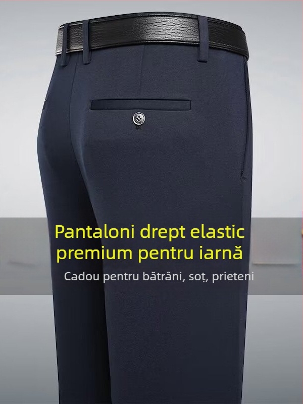 Pantaloni bărbați, stil domn de afaceri, croială lejeră, bumbac 80%, pentru toate anotimpurile