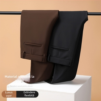 Pantaloni de costum pentru bărbați, croială dreaptă, iarnă, elasticitate mare, tratament anti-călcare