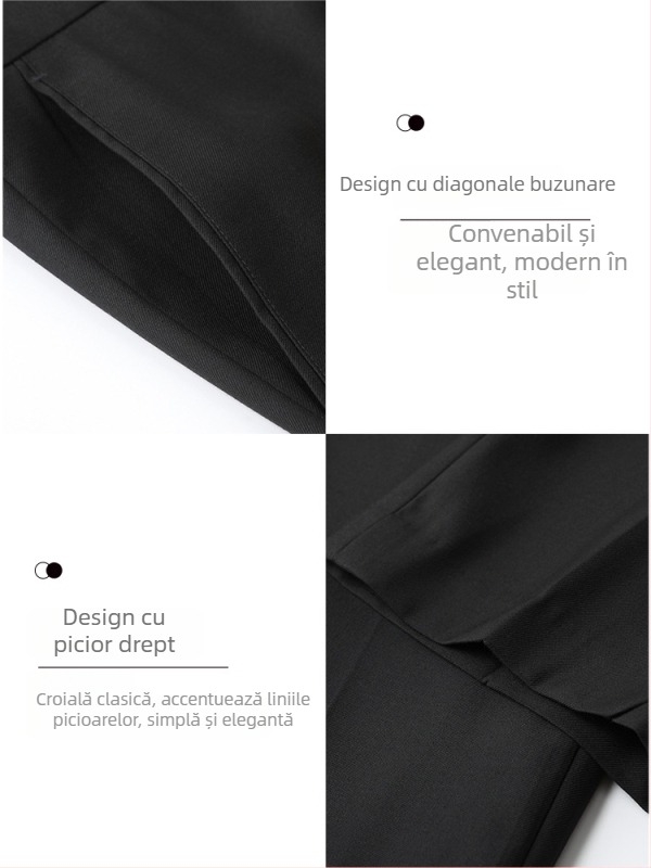 Pantaloni bărbați cu croială dreaptă pentru muncă, 69,7% poliester, microelasticitate, fără călcare, mai multe buzunare, primăvară–toamnă, stil business