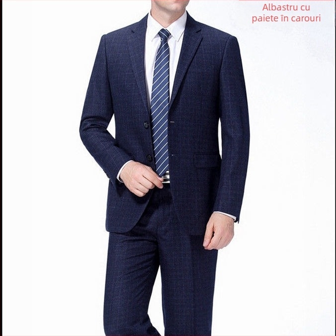 Costum bărbătesc pentru banchet și nuntă — Slim fit, rever plat, trei nasturi, corduroy cu in, primăvara 2025