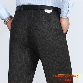 Pantaloni de afaceri pentru bărbați, croială dreaptă, iarnă, țesătură amestec 90% poliester