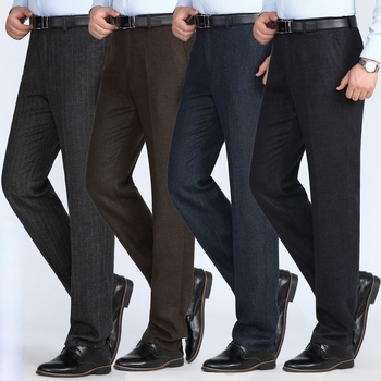 Pantaloni de afaceri pentru bărbați, croială dreaptă, iarnă, țesătură amestec 90% poliester