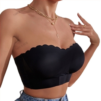 Sutien bandeau fără bretele, tip tub, cu închidere frontală cu cataramă, push-up; cupă completă, cupă subțire modelată; fără sârmă, fără cusături; material principal: nylon 80–90%, căptușeală: spandex (<30%).