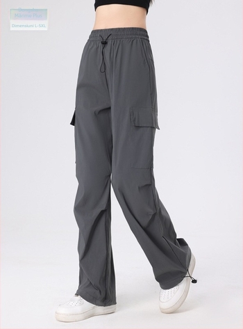 Pantaloni de lucru pentru femei, din țesătură stretch cu uscare rapidă, din nailon și spandex, talie medie, croială dreaptă, subțiri, stil street-hipster.