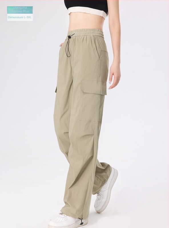 Pantaloni de lucru pentru femei, din țesătură stretch cu uscare rapidă, din nailon și spandex, talie medie, croială dreaptă, subțiri, stil street-hipster.