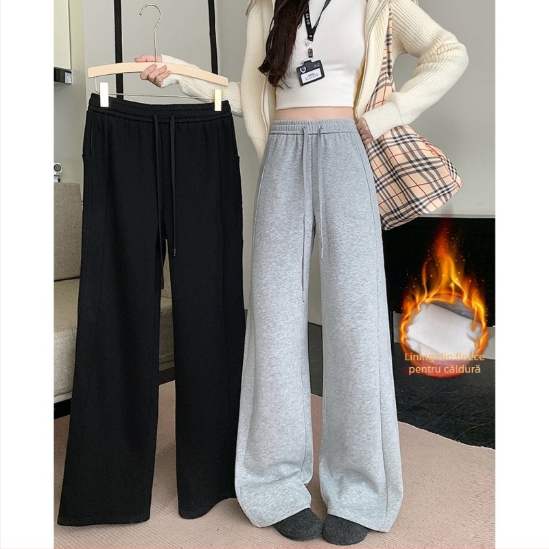 Pantaloni trening femei din bumbac, croială largă, iarna 2025, stil elegant pentru oraș