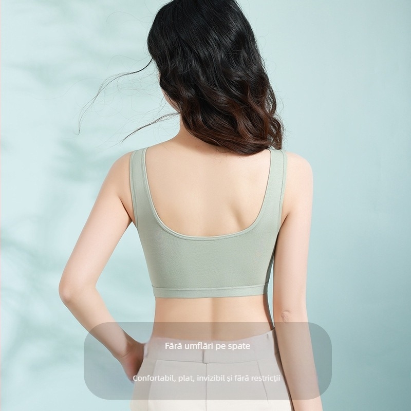 Bustier sport din bumbac 100% cupe integrate, fără bretele, respirabil și confortabil