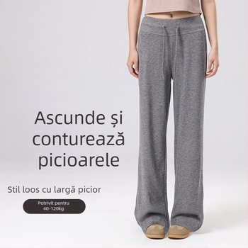 Pantaloni casual femei lungi, drepti, cu șnur, respirabili, uscare rapidă, amestec poliester/nylon, 80–90% conținut nylon