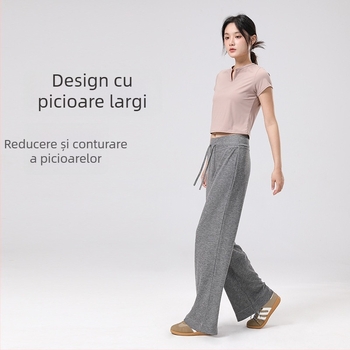 Pantaloni casual femei lungi, drepti, cu șnur, respirabili, uscare rapidă, amestec poliester/nylon, 80–90% conținut nylon