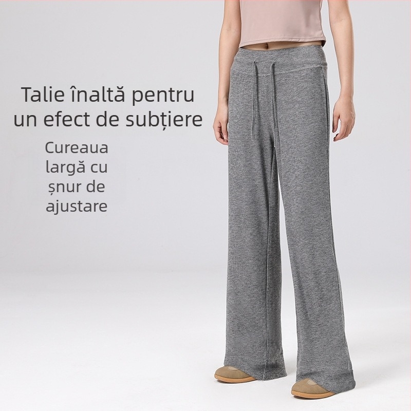 Pantaloni casual femei lungi, drepti, cu șnur, respirabili, uscare rapidă, amestec poliester/nylon, 80–90% conținut nylon
