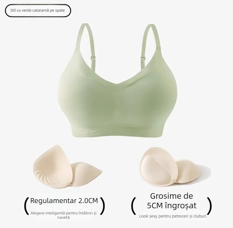 Sutien din nylon fără cusături, cupa 3/4, stil tub, stil japonez, bretele duble fixe