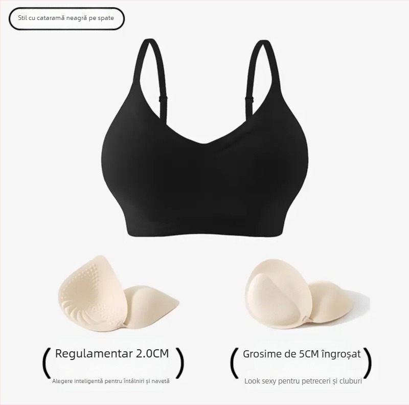 Sutien din nylon fără cusături, cupa 3/4, stil tub, stil japonez, bretele duble fixe
