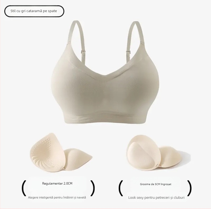 Sutien din nylon fără cusături, cupa 3/4, stil tub, stil japonez, bretele duble fixe
