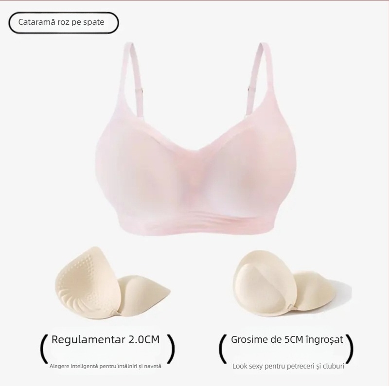 Sutien din nylon fără cusături, cupa 3/4, stil tub, stil japonez, bretele duble fixe