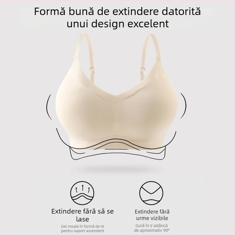 Sutien din nylon fără cusături, cupa 3/4, stil tub, stil japonez, bretele duble fixe