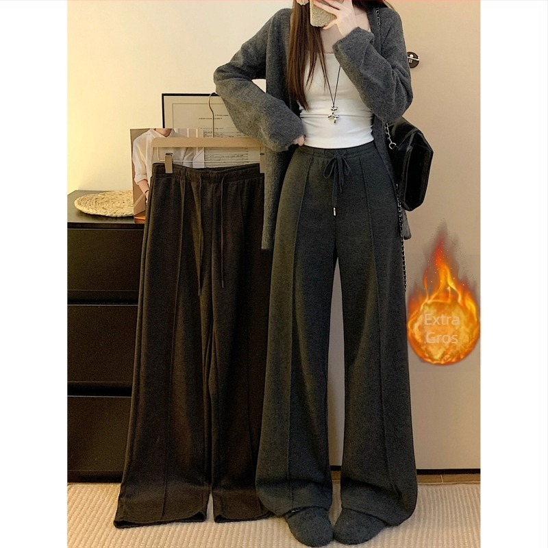 Pantaloni largi din poliester, conținut principal 80–90%, stil elegant pentru mers la serviciu, iarna 2025