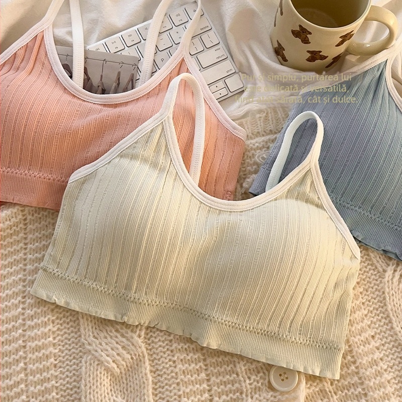 Sutien-top pentru adolescente, fără armături, respirabil și confortabil, cu cupă completă, design spate