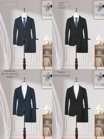 Costum formal unisex, croială slim, rever plat, închidere cu un singur nasture, țesătură din poliester cu căptușeală din spandex, potrivit pentru nunți în toamna 2025