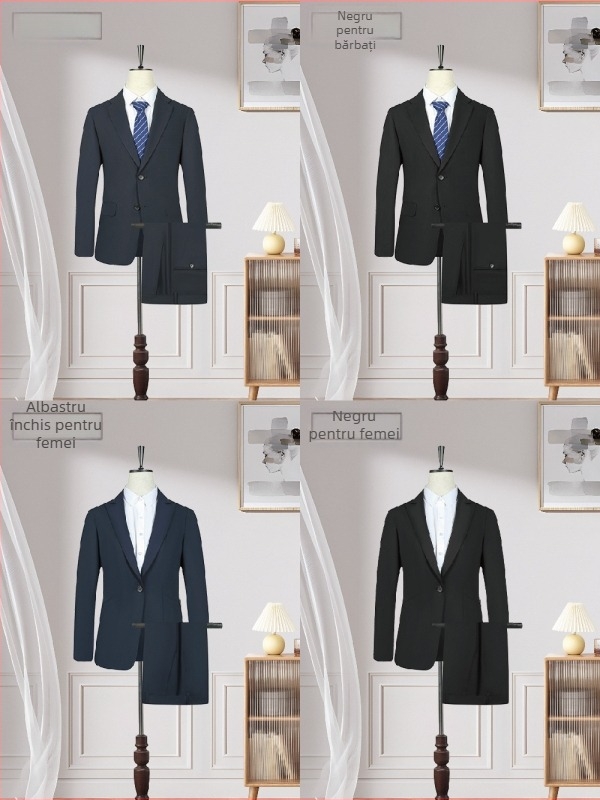 Costum formal unisex, croială slim, rever plat, închidere cu un singur nasture, țesătură din poliester cu căptușeală din spandex, potrivit pentru nunți în toamna 2025