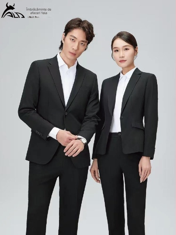 Costum formal unisex, croială slim, rever plat, închidere cu un singur nasture, țesătură din poliester cu căptușeală din spandex, potrivit pentru nunți în toamna 2025