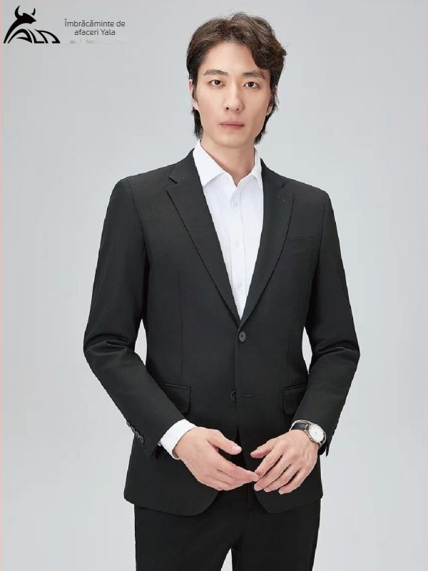 Costum formal unisex, croială slim, rever plat, închidere cu un singur nasture, țesătură din poliester cu căptușeală din spandex, potrivit pentru nunți în toamna 2025