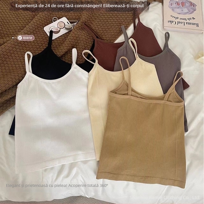 Top cami ribat pentru femei - fără sârmă, push-up, cu pernuțe pentru sân, fără spate, nailon