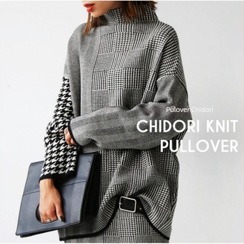 Pulover tricotat pentru femei, cu guler înalt, gros, croială lejeră, design patchwork, din fibră acrilică 95%+