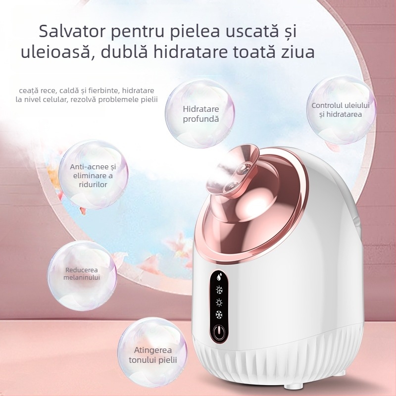 Dispozitiv de abur pentru față cu jet dublu cald și rece, pulverizator nano-hidratan, trepte 4, timp de ceață 31–60 s, brand Qibang