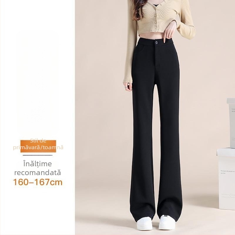 Pantaloni femei din velur evazați pentru toamnă–iarna, mărime plus, siluetă pară, subțiere, stil casual elegant (Poliester 70–80%, sezonul de iarnă 2025)