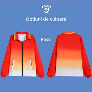 Geacă windbreaker pentru voluntari, cu imprimare a logo-ului, glugă, mâneci lungi, fermoar frontal, croială lejeră, material exterior din amestec de fibre chimice, căptușeală 100% poliester, ținută de iarnă pentru muncă