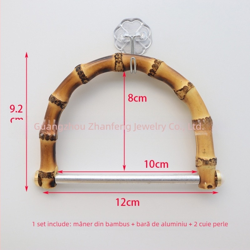 Mâner pentru bagaj din bambus, lucrat manual — rădăcină naturală de bambus, stil național și nou, model peisaj, reducere a încărcăturii