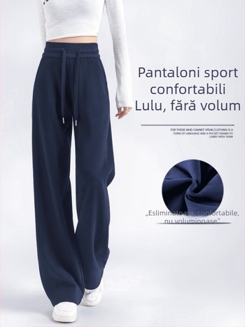 Pantaloni femei cu talie înaltă, croială dreaptă, lungime Capri, toamnă 2025, elastan amestec.