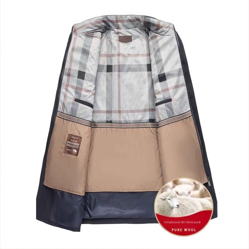 Palton pentru navetă zilnică, cu guler înalt, închidere cu nasturi, lungime medie