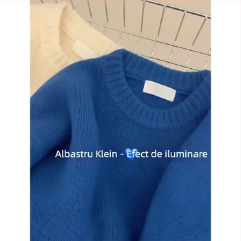 Pulover cu glugă din chenille pentru femei, tricot gros, culoare solidă